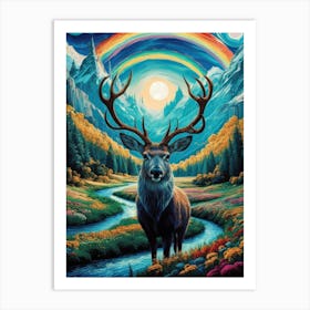 Rainbow Deer Art Print