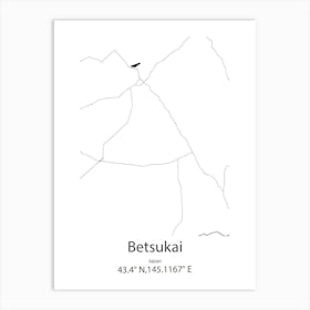 Betsukai,Japan Minimalist Map Art Print