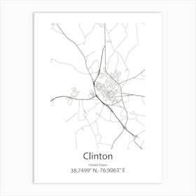 Clinton,United States Minimalist Map 1 Art Print