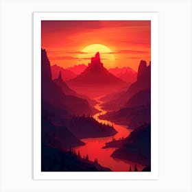 Sunset In The Mountains 17 Art Print