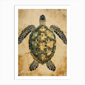 Sepia Sea Turtle Painting Art Print