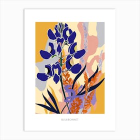 Colourful Flower Illustration Poster Bluebonnet 3 Art Print