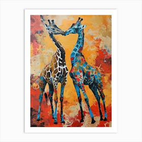 Pair Of Giraffe Colourful 2 Art Print
