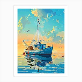 Fishing Boat At Sunset 1 Art Print