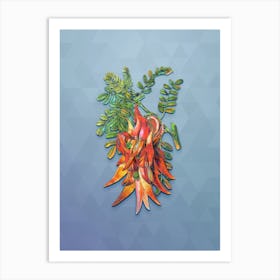 Vintage Crimson Glory Pea Flower Botanical Art on Summer Song Blue n.0539 Art Print