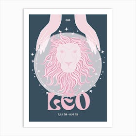Navy Zodiac Leo Art Print