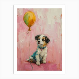 Cute Dog 5 With Balloon Art Print