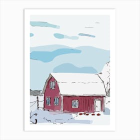 Red Barn In Winter Art Print