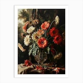 Baroque Floral Still Life Gerbera Daisy 1 Art Print