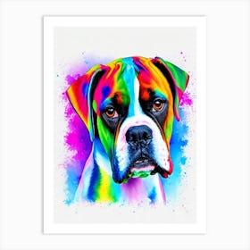 Boxer Rainbow Oil Painting Dog Art Print