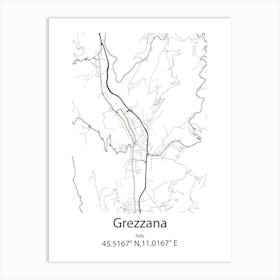 Grezzana,Italy Minimalist Map Art Print