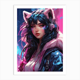 Cat Girl Art Print