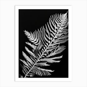 Mimosa Leaf Linocut 2 Art Print