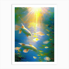 Hikari Moyomono 1, Koi Fish Monet Style Classic Painting Art Print