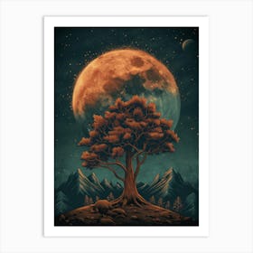 Tree In The Moonlight 1 Art Print