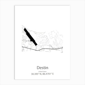 Destin,United States Minimalist Map Art Print