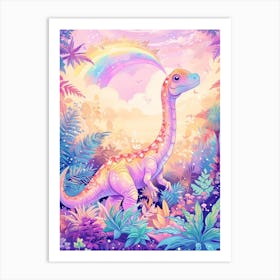 Pastel Rainbow Baryonyx Dinosaur Art Print