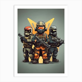 Four Soldiers With Guns Art Print