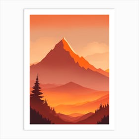 Misty Mountains Vertical Background In Orange Tone 31 Art Print