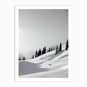 La Parva, Chile Black And White Skiing Poster Art Print