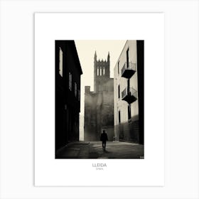 Poster Of Lleida, Spain, Black And White Analogue Photography 2 Art Print