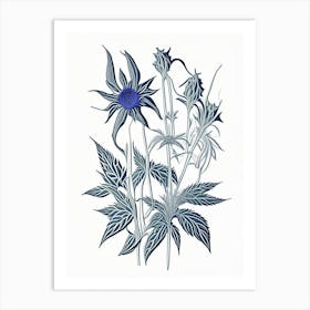 Borage Herb William Morris Inspired Line Drawing Art Print