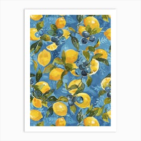 Lemons And Blueberries Art Print