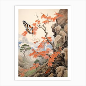 Japanese Style Painting Of Butterfly Art Print