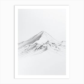 Mount Elbrus Russia Line Drawing 3 Art Print