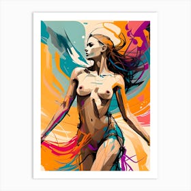 Abstract Topless Female Dancer Art Print