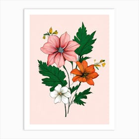 Flowers On A Pink Background 12 Art Print