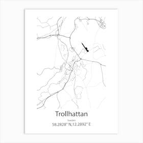 Trollhattan,Sweden Minimalist Map Art Print