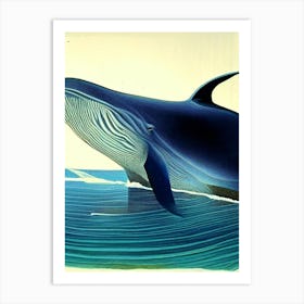 Fin Whale Retro Illustration Art Print