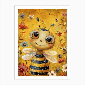 Andrena Bee Storybook Illustration 30 Art Print