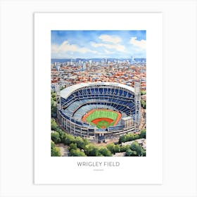 Wrigley Field 3 Chicago Watercolour Travel Poster Art Print