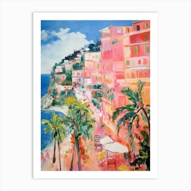 Positano, Amalfi Coast   Italy Beach Club Lido Watercolour 4 Art Print