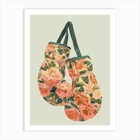 Floral Boxing Gloves Art Print