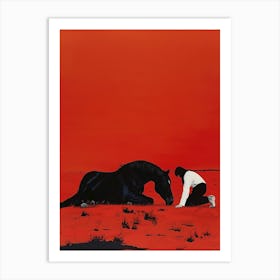 Horse And A Man Art Print