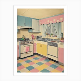 Kitsch Vintage Pastel Kitchen 2 Art Print