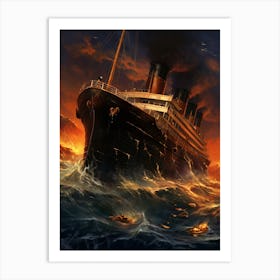 Titanic Sinking Ship Illustration 3 Art Print
