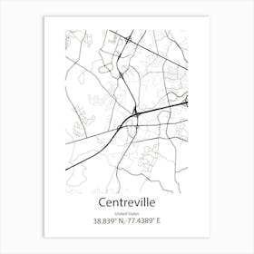 Centreville,United States Minimalist Map 1 Art Print