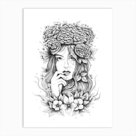 Floral Girl Art Print