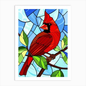 Stained Glass Cardinal Art Print