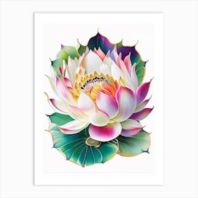 Lotus Flower, Buddhist Symbol Decoupage 6 Art Print