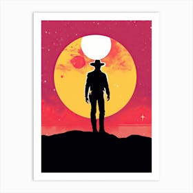 Cowboy in the sunset 2 Art Print