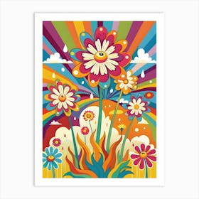 Psychedelic Flowers 1 Art Print