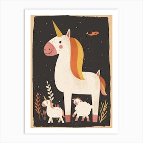 Unicorn & Animal Friends Muted Pastel 2 Art Print