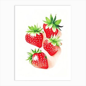Bunch Of Strawberries, Fruit, Marker Art Illustration 3 Art Print