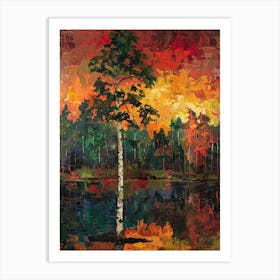 Sunset Birch Art Print