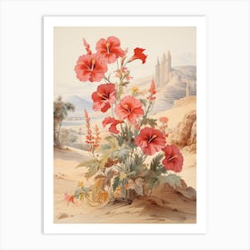 Chinese Hibiscus Flower Victorian Style 2 Art Print